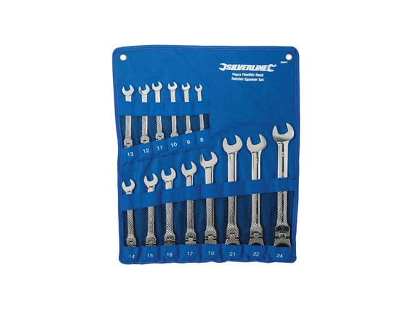 Silverline 675226 Fixed Head Ratchet Spanner 8-24 mm, 14-Piece Set